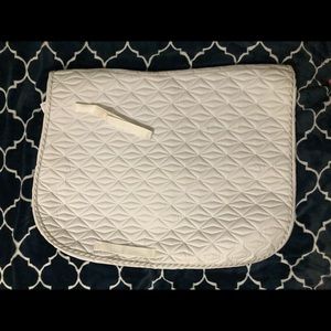 Dover Saddlery Double Diamond Soft Back Dressage Pad, White, Silver Piping